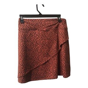 Eddie Bauer Kacey cinnabar ditsy animal print wrap‎ front style skirt size small